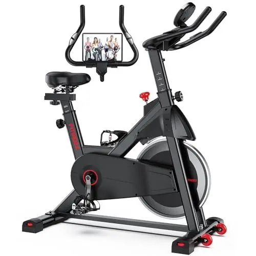 Produktbild: FITINDEX Ergometer Heimtrainer Fahrrad mit Magnetischem Widerstand, 18kg Schwungrad Fitnessbike Indoor Cardio, Hometrainer Spinning Bike mit LCD-Monitor, Ipad Halter, fitnessgeräte für zuhause