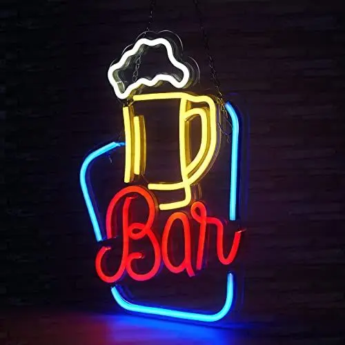 Produktbild: FITNATE Bar Deco, Bar Leuchtreklame, USB Beleuchtet Bar Neon Schild, Led Bar Schild mit einstellbare Beleuchtung, ideal für Party, Wand, Zimmer usw.