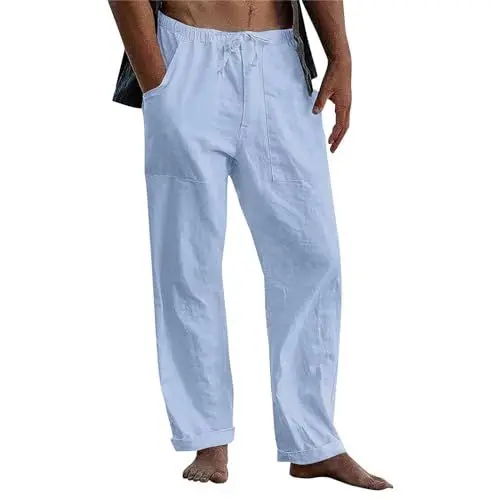 Produktbild: Fitness Hose Herren Gym Herren Leinenhose Herren Jogginganzug Kunstlederhose Herren Freizeithose Herren Lang Jogginghose Herren Trainingshose Herren Lang Sporthose Herren Türkis L