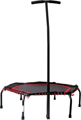 Produktbild: Fitness Trampolin 126 cm Haltestange sehr leise Dank Gummiseilfederung bis 120 kg hochwertiges Sprungtuch super Sprungdynamik Jumping Fitness