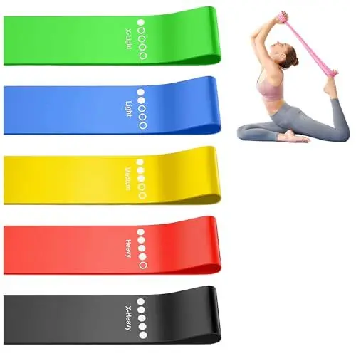 Produktbild: Fitnessbänder, 5 PCS Widerstandsbänder Set Mit Tragebeutel Unterschiedliche Widerstandsstufen TPE Fitnessband Resistance Gymnastikband für Muskelaufbau Pilates Yoga Fitness