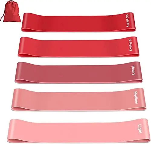 Produktbild: Fitnessbänder (5er Set), Hautfreundlich Resistance Bands, Fitnessband mit Tragebeutel für Muskelaufbau, Yoga, Pilates, Crossfit, Cardio, Männer Frauen… (C: Rosa)