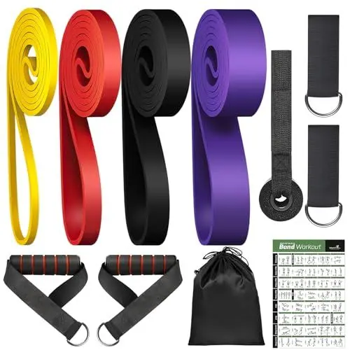 Produktbild: Fitnessbänder Klimmzug Bänder mit 4 Resistance Bands,Gummiband Sport mit Aufbewahrungstaschen,Griffen,TüRankern,Mehreren Widerstandsstufen Klimmzug Band,Resistance Bands füR Fitness,Yoga,Krafttraining