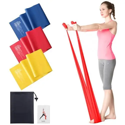 Produktbild: 3er-Set 1.5M/2M Lang Fitnessbänder Widerstandsbänder in 3 Stärke,100% Natur Latex Resistance Bands Gymnastikband für Crossfit, Muskelaufbau, Yoga, Pilates für Männer und Frauen