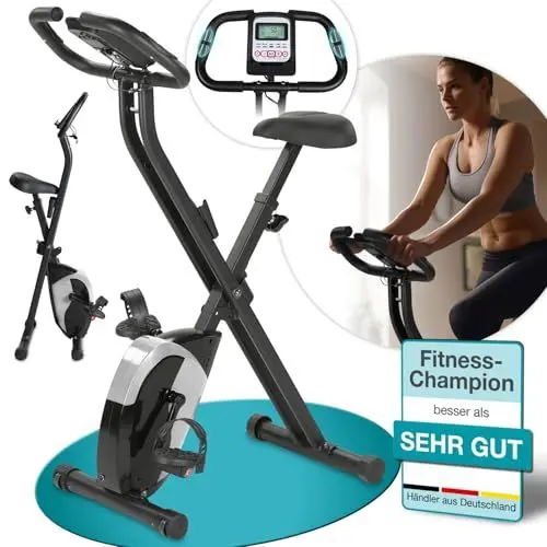 Produktbild: Fitnessbike Ergometer für gelenkschonendes Cardiotraining X-Bike F-Bike Fahrradtrainer Heimtrainer, Faltbares Fitnessfahrrad, Platzsparend klappbar, mit 21 Trainingprogrammen, Belastbar bis 100 kg