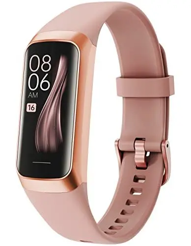 Produktbild: Fitnessuhr Damen Fitness Tracker Smartwatch Sportuhr Fitness Uhr Schrittzähler mit Whatsapp Funktion Pulsuhr Laufuhr Armband Tracker Rosa Rosegold Elegant