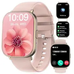 Produktbild: Fitoncloud Smartwatch Damen mit Telefonfunktion 2,01 Zoll HD Touchscreen Fitnessuhr Damen mit SpO2, Herzfrequenz, Schlafmonitor, Menstruationszyklus, IP67 wasserdichte Sportuhr für iOS Android, Rose