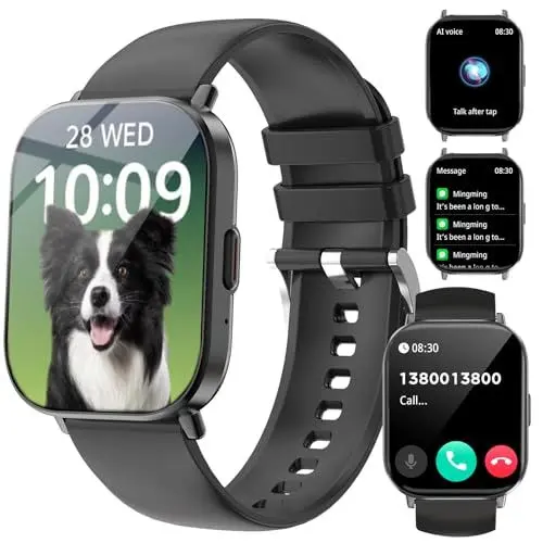 Produktbild: Fitoncloud Smartwatch Herren Damen mit Telefonfunktion, 2,01 Zoll HD Touchscreen Fitnessuhr mit Trainingsmodi, SpO2, HR, Schlafmonitor, IP67 Wasserdicht Smart Watches für iOS Android Phone, Schwarz