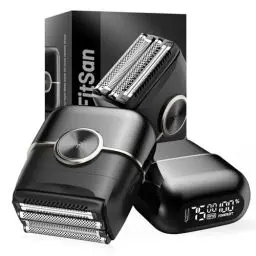 Produktbild: FitSan Elektrorasierer Herren – Folienrasierer mit 4 flexiblen Klingen für Glatze & Bart – IPX7 wasserdicht (Nass/Trocken) – Kabelloser Kopfrasierer mit Led Display schneller Ladung