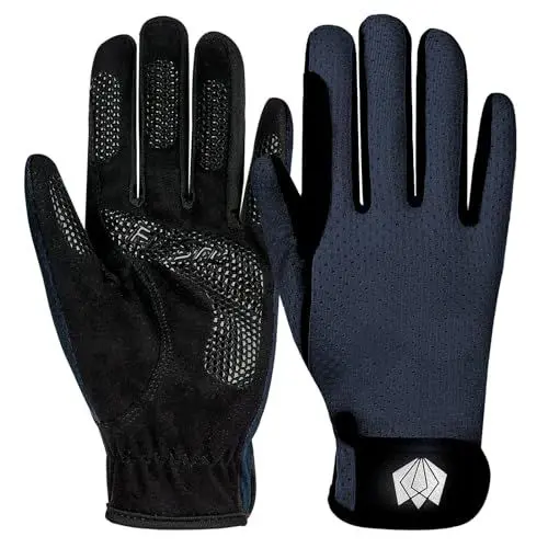 Produktbild: FitsT4 Sports Damen Reithandschuhe Unisex Erwachsene Ladies Reiten Silikon Grip ReiterHandschuhe Fahrradhandschuhe für Reitsport Sports,Militärblau,M