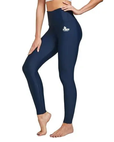 Produktbild: FitsT4 Sports Deman Lange Badehose Schwimmen Badehose Hohe Taille Schnell voller Lange Schwimmen Strumpfhosen Sonne schützend Yogahose,Marineblau,XL