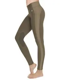 Produktbild: FitsT4 Sports Reithose Reitleggings Damen Mädchen Kinder mit Kniebesatz und Innentasche, elastische Jodhpurhose REIT-Tights für Reitschule Reitsport Radfahren,Schokolade,XL