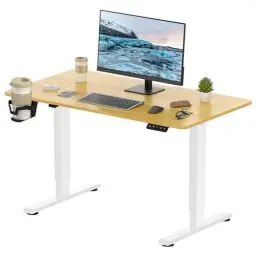 Produktbild: FitStand GESAMTE TISCHPLATTE Höhenverstellbarer Schreibtisch 110x60cm Elektrischer Stehschreibtisch höhenverstellbarer Stehschreibtisch Sitz-Steh-Schreibtisch Verstellbarer Memory-Funktion (Ahorn)