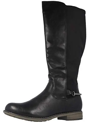 Produktbild: Fitters Footwear That Fits Damen Stiefel Maja PU Stiefel klassisch elastisch Reiterlook Übergröße (43 EU, schwarz)