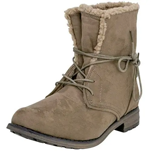 Produktbild: Fitters Footwear That Fits Damen Stiefelette Hanna Microfibre Stiefelette zum Schnüren mit Warmfutter Übergröße (44 EU, Taupe)