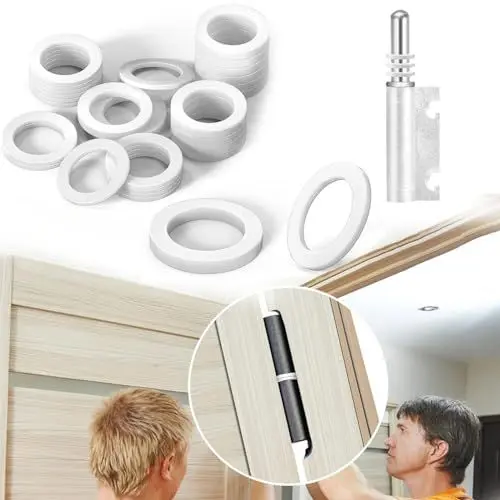 Produktbild: Fitting Rings Plastic Room Doors,50 Stück Tür Unterlegscheiben，Ø 10,2x15x2mm Fitschenringe Zimmertüren Mounting Rings Withoutabrasion Marks (Weiß)