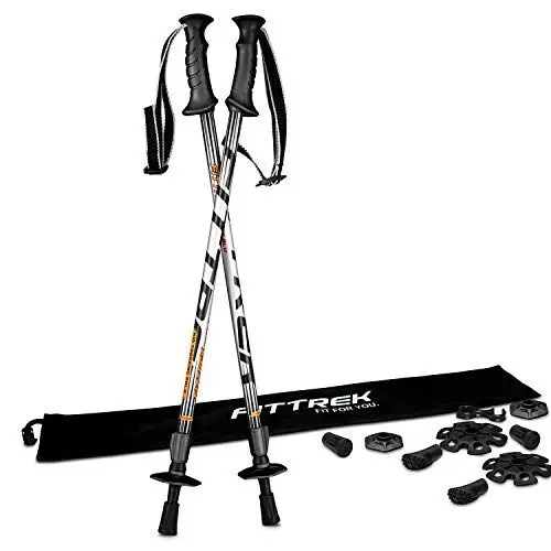 Produktbild: FitTrek Wanderstöcke Kinder - Trekkingstöcke - Walking Stöcke Teleskop - Wanderstocke Kinder - Walking Stock Leicht mit Gummipuffer, Pads und Tasche