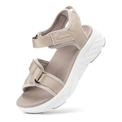 Produktbild: FitVille Breit Diabetiker Sandaletten Damen Sommer Peep Toe Slide für breiter Füße Leicht Bequem Weiß 37 EU Weit