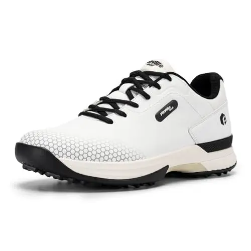 Produktbild: FitVille Extra Breit Golfschuhe für Herren wasserdicht Men's Golf Shoes Atmungsaktiv Trainingsschuh für Golf Weiß Schwarz 46 EU X-Weit