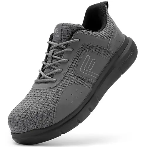 Produktbild: FitVille Extra Breite Arbeitsschuhe Sicherheitsschuhe Herren rutschfest leicht Stahlkappenschuhe atmungsaktiv Schutzschuhe mit Stahlkappen sportlich Berufsschuhe Grau 43 EU X-Weit