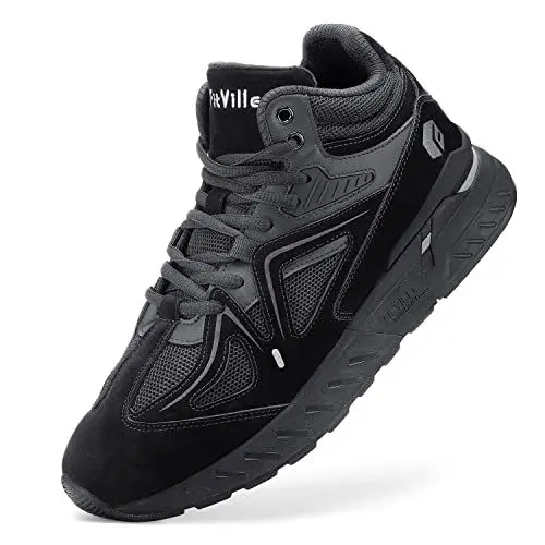 Produktbild: FitVille Extra Weit Laufschuhe Herren Breite Turnschuhe Sportschuhe Hoch Sneaker Bequeme Walkingschuhe Stiefel Jetschwarz 43 EU X-Weit