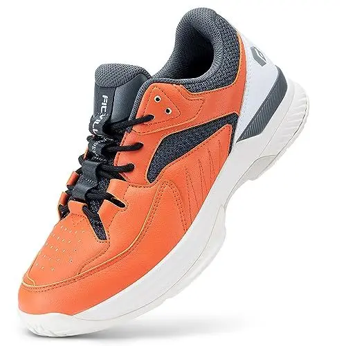 Produktbild: FitVille Extra Weit Tennisschuhe Herren Breit Hallenturnschuh Atmungsaktiv Training Schuhe für Tennis Badminton Walking Fitnessstudio Orange 40 EU Weit