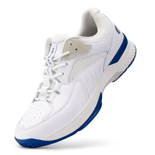 Produktbild: FitVille Extra Weit Tennisschuhe Herren Breit Hallenturnschuh Atmungsaktiv Training Schuhe für Tennis Badminton Walking Fitnessstudio Weiß 44.5 EU Weit