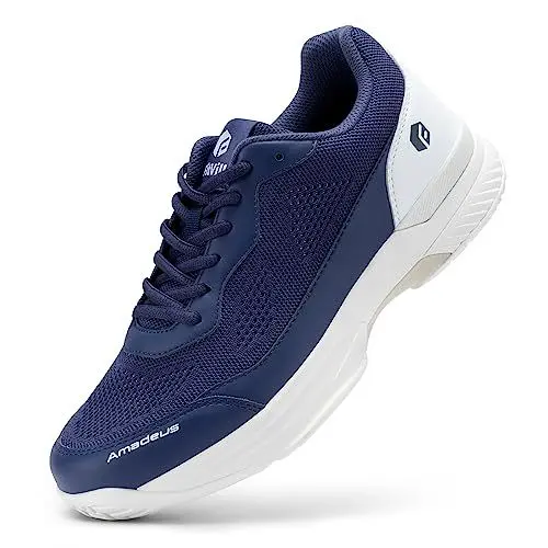 Produktbild: FitVille Extra Weit Tennisschuhe Herren rutschfest Hallenschuhe Atmungsaktiv Badminton Schuhe Bequemen Fitnessschuhe Blau/Weiß 43 EU Normal