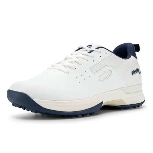 Produktbild: FitVille Golfschuhe Herren Extra Weit Atmungsaktiv Golf Sportschuhe mit Schnürung Breit Herren-Golfschuh Weiß Dunkelblau 49 EU X-Weit