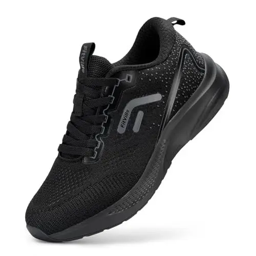 Produktbild: FitVille Laufschuhe Herren Extra Weite Sportschuhe Atmungsaktiv Turnschuhe Outdoor Joggingschuhe Freizeit Straßenlaufschuhe rutschfest Turnschuhe,Schwarz,43 EU,Weit