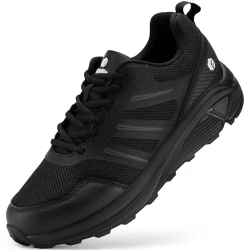 Produktbild: FitVille Laufschuhe Herren Extra Weite Traillaufschuhe Straßenlaufschuhe Breit Sneaker Leicht Sportschuhe Outdoor Schuhe Bequeme Fitnessschuhe Trekkingschuhe Tiefschwarz 46.5 EU X-Weit