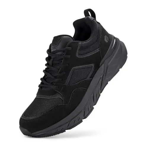 Produktbild: FitVille Laufschuhe Herren Sneaker Extra Weit Turnschuhe Atmungsaktive Sportschuhe Freizeit Joggingschuhe Outdoor Straßenlaufschuhe Bequeme Walking Schuhe für Breite Füße,Schwarz,50 EU,X-Weit