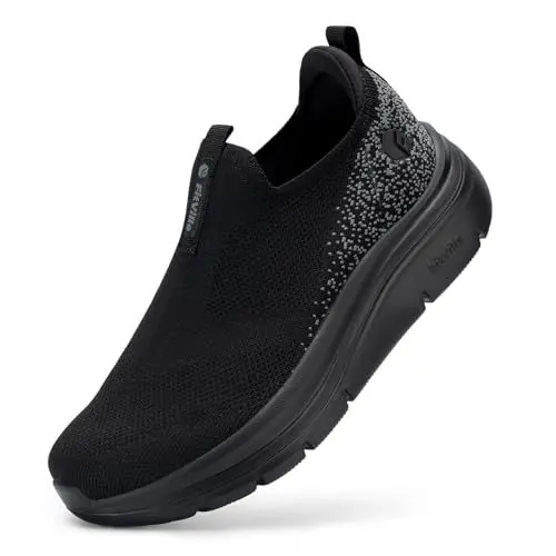 Produktbild: FitVille Schuhe extra weit Damen Bequem Slip On Turnschuhe Weite h Stoff Gym Fitness Schwarz 40 EU X-Weit
