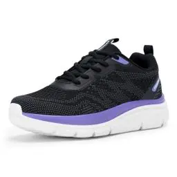 Produktbild: FitVille Walking Schuhe Damen Breit Sportschuhe Leichte Weite Sneaker Bequeme Turnschuhe Atmungsaktive Laufschuhe Freizeitschuh Outdoor Fitness Jogging,Schwarz mit Violett,41,Weit