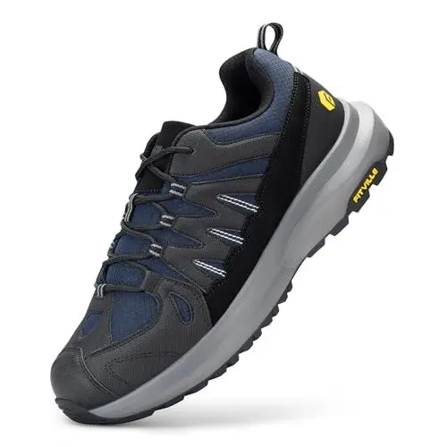Produktbild: FitVille Wanderschuhe Herren Extra Breit Leicht atmungsaktive Trekkingschuhe Weite Outdoor Schuhe rutschfeste Bergschuhe Dämpfung Herren Sneaker mit Fußgewölbestütze Marineblau 45 EU Weit