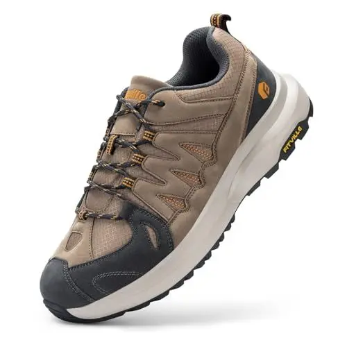 Produktbild: FitVille Wanderschuhe Herren Extra Breit Leicht atmungsaktive Trekkingschuhe Weite Outdoor Schuhe rutschfeste Knöchel Bergschuhe Dämpfung Herren Sneaker mit Fußgewölbestütze Braun 42 EU Weit