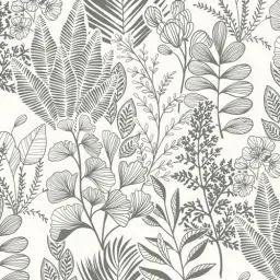 Produktbild: Fiula Blätter Selbstklebende Tapete Tropical Tapeten Klebefolie Möbel 41CMx3M Blumentapete Klebetapete Möbelfolie Wandtapete Vinyl Wasserdicht DIY Wandbelag für Wohnzimmer Schlafzimmer Beige Grau