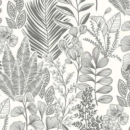 Produktbild: Fiula Blätter Selbstklebende Tapete 41CMx5M Tropical Tapeten Klebefolie Möbel Klebetapete Möbelfolie Wandtapete Vinyl Wasserdicht DIY Wandbelag für Wohnzimmer Schlafzimmer Beige Grau Abnehmbar