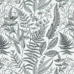 Produktbild: Fiula Selbstklebende Tapete Blätter Tapeten 41CMx3M Klebefolie Möbel Wandtapete Muster Klebetapete Dekorfolie Wandaufkleber Wasserdicht Abnehmbar Vinyl für Wohnzimmer Schlafzimmer Grau Weiß Wallpaper