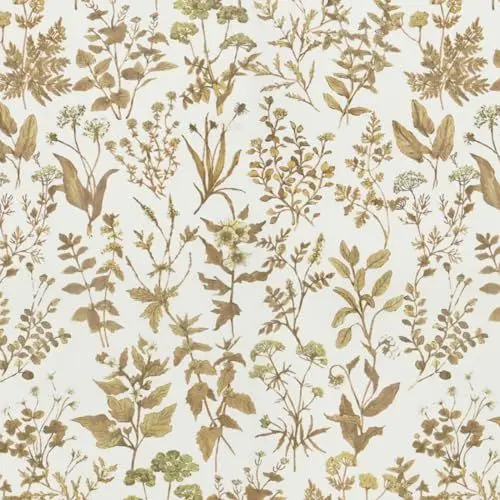 Produktbild: Fiula Selbstklebende Tapete Blumen Brau Weiß Klebefolie Blumentapete Blumen Blätter Wandtapete Möbelfolie Dekorfolie Vinyl Wasserdicht Klebetapete Abnehmbar für Wohnzimmer Schlafzimmer 44CM*6M