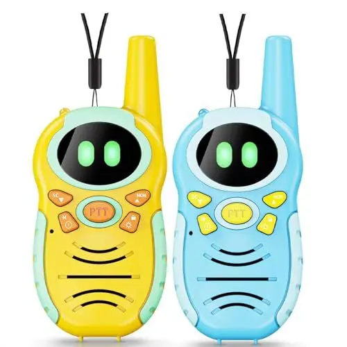 Produktbild: FIVAVA Walkie Talkie Kinder 2er Set,Walkie-Talkie Aufladbare mit Taschenlampe,Walkie Talkies von 3-5km Reichweite,Walki Talki für Abenteuer im Freien,Camping,Wandern