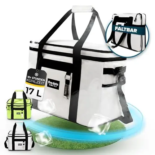 Produktbild: five dots Kühltasche faltbar 20l +12h Kühlung zum Einkaufen ideal für Auto & Arbeit - Isoliertasche Thermotasche Lunchbag & Picknicktasche - Kühltasche groß - Lunchtasche Herren - Lunch Bag