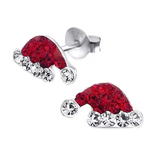 Produktbild: FIVE-D Ohrringe Weihnachten Nikolaus 925 Sterling Silber Kinder Ohrstecker Damen (Weihnachtsmütze)