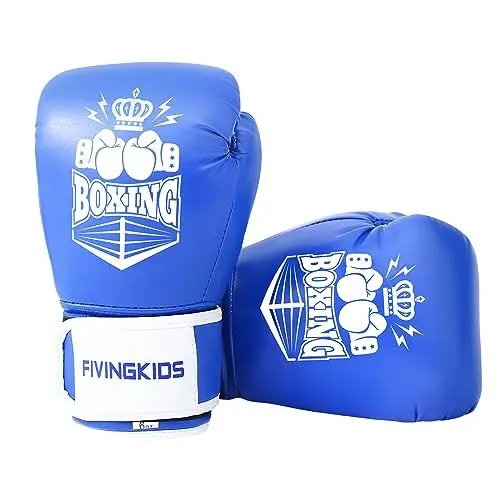 Produktbild: FIVING Kinder Boxhandschuhe für Jungen und Mädchen,Jugendboxen Trainingshandschuhe für Kinder 3-15,Kinder Sparring Boxhandschuhe für Boxsack, Kickboxen, Muay Thai, MMA (Blau und Weiß, 4oz)