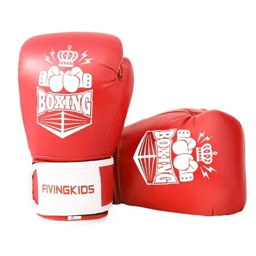 Produktbild: FIVING Kinder Boxhandschuhe für Jungen und Mädchen,Jugendboxen Trainingshandschuhe für Kinder 3-15,Kinder Sparring Boxhandschuhe für Boxsack, Kickboxen, Muay Thai, MMA (Rot und weiß, 4oz)