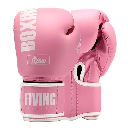 Produktbild: FIVING Pro Style Boxhandschuhe für Damen, PU-Leder, Training, Muay Thai, Sparring, Kampfsport, Boxsack-Handschuhe, Workout für Damen (Rosa, 10oz)