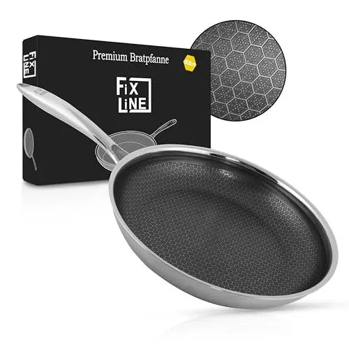 Produktbild: FIXLINE® Premium Bratpfanne Ø28cm - alle Herdarten inkl. Induktion - Kratzfeste Antihaftbeschichtung ohne PTFE - Backofen bis 250℃ - edles Wabendesign - Allrounder Pfanne für jeden Einsatz