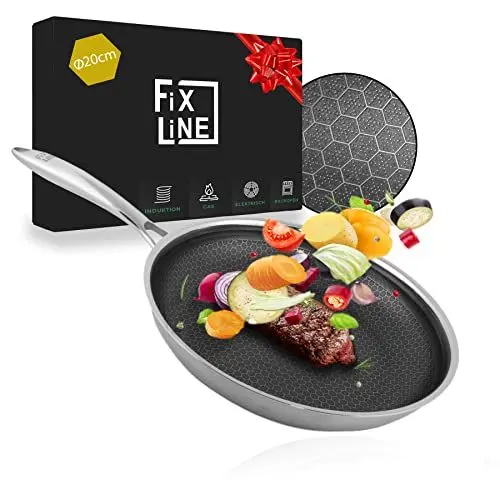 Produktbild: FIXLINE® Premium Wabenpfanne Ø20cm - alle Herdarten inkl. Induktion - kratzfeste Antihaftbeschichtung - Backofen bis 250℃ - edles Wabendesign - Allrounder Pfanne für jeden Einsatz
