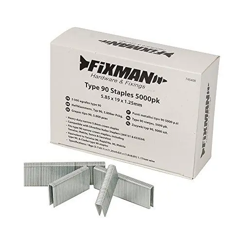 Produktbild: Fixman 745408 Heftklammern Typ 90, 5,85 x 19 x 1,25 mm, 5000 Stück