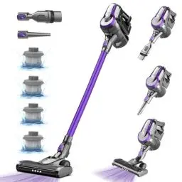 Produktbild: FixtFixer 250W/25KPa/50Min Akku Staubsauger, 4×HEPA, Staubsauger Kabellos mit Bürstenloser Motor, LED-Licht und Anti-Tangle-Bürste, Staubsauger für Tierhaare,Treppen